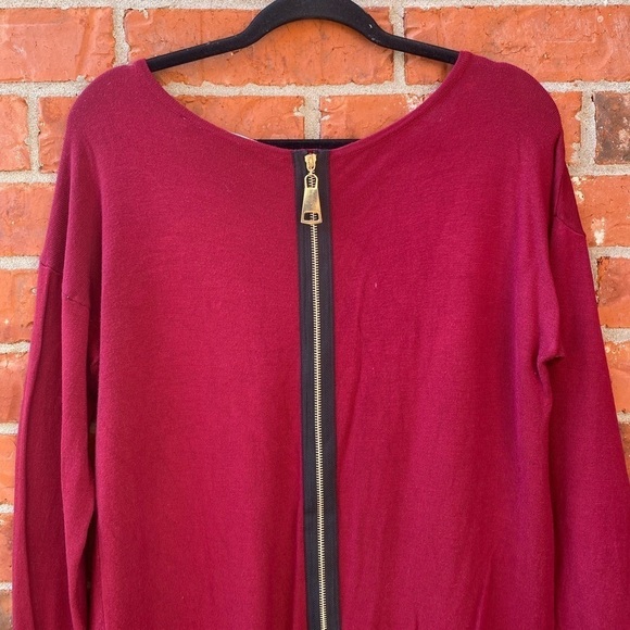 Soft Surroundings Meidum Margulies Marroon Exposed Zipper Back Long Sleeve Top - Picture 5 of 10